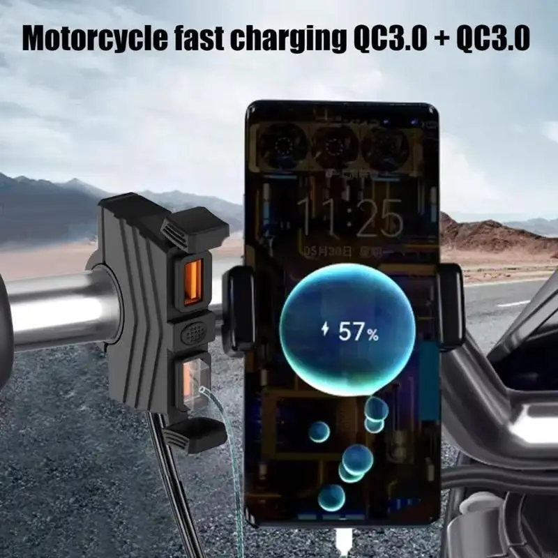 Universal Motorcycle Handlebar Phone Chargers Waterproof Design 36W USB Fast Charging for Smartphones 
