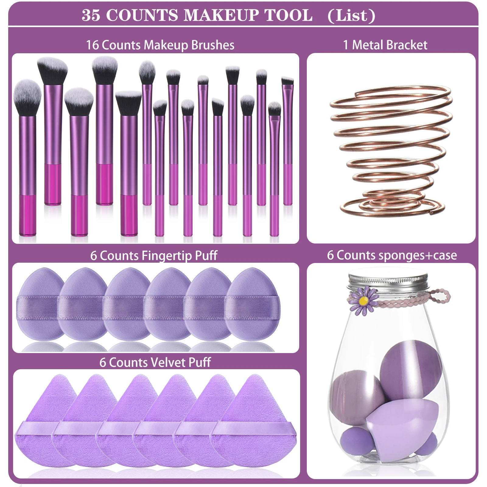 KOSMETYKI High quality makeup brush Large Makeup Sponge Velvet Powder Puff Mini Powder Puff Self-adhesive eyelash metal holder