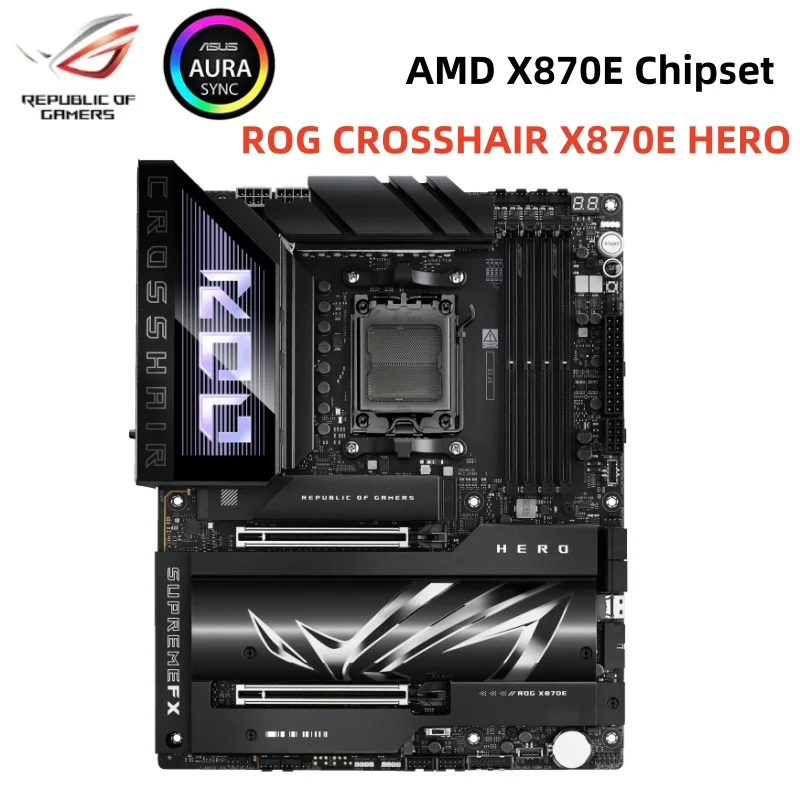 

Материнская плата ROG CROSSHAIR X870E HERO 192 ГБ DDR5 PCI-E5.0 AMD X870E ATX Socket AM5 для серий AMD Ryzen 9000, 8000 и 7000