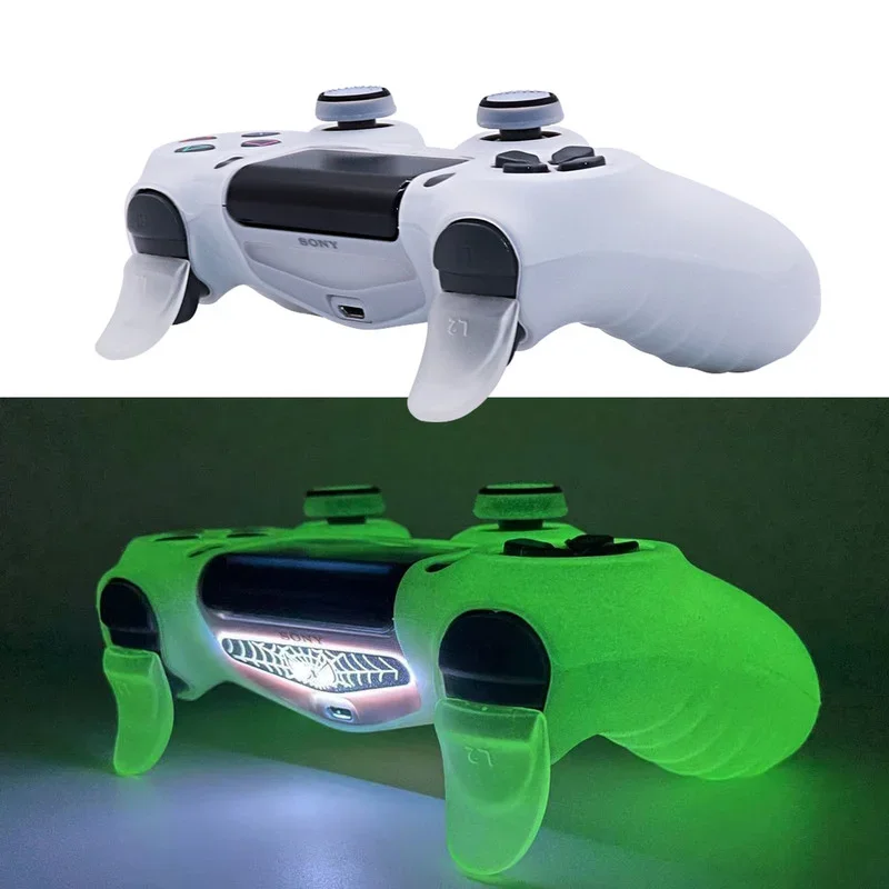 Glow in Dark Games Accessories Gamepad Joystick Case Cover  for PS4 Soft Silicon Case for PlayStation 4 Controller Skin Case