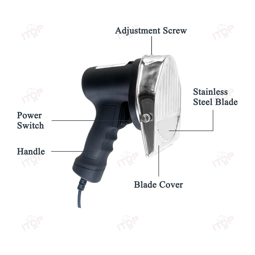 ITOP-tranche eléctrico de Kebab, máquina Shawarma, cuchillo, cortador de Doner Gyros con 2 cuchillas, herramientas de cocina de 110V/220V/240V