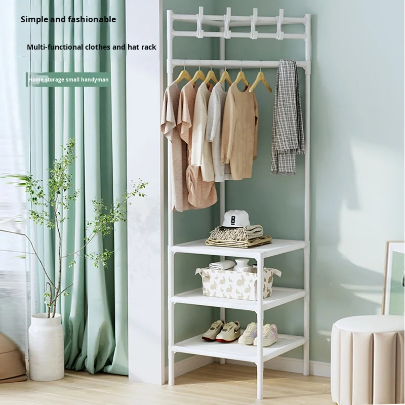 

Home Clothes Rack Floor-standing Corner Clothes Rack Multi-layer Storage Bedroom Bedside Clothes Bag Shoe Rack Integrated