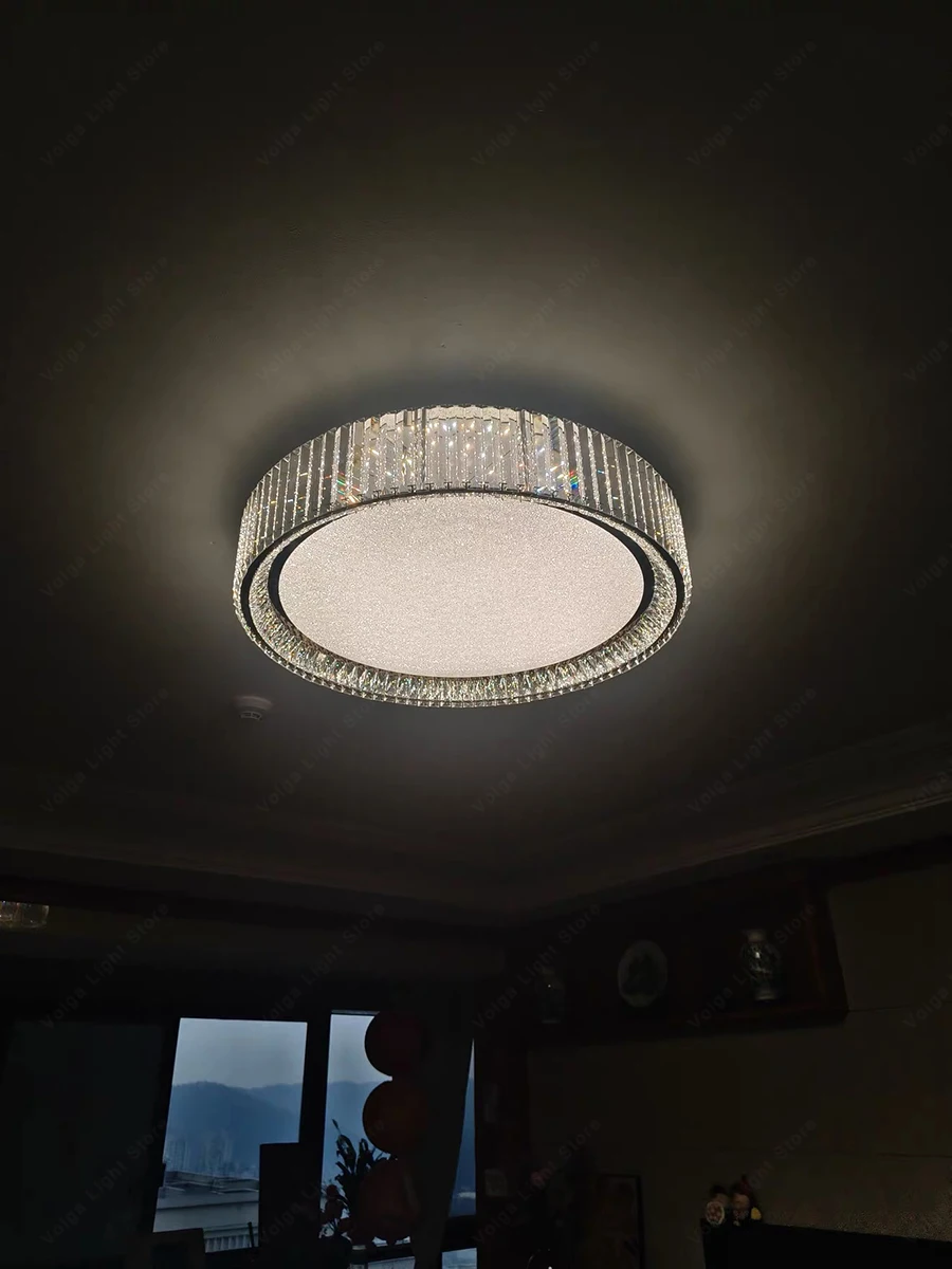 Bedroom Living Room Star Crystal Ceiling Light Led Dimmable Luxury Mirror Stainless Steel Rectangle Ceiling Chandeliers Gold