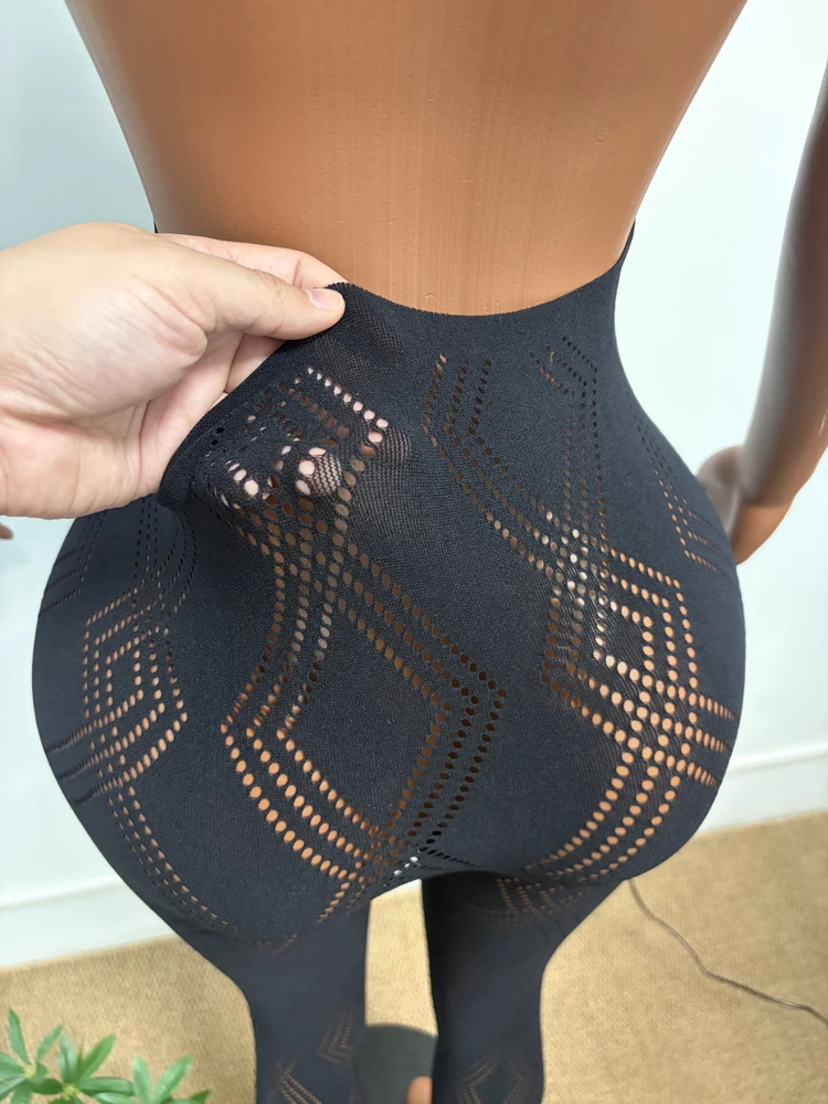 Neuer Modischer Damen Ärmelloser Nahtloser Jumpsuit mit Geometrischem Hohlmuster, Rückenfreier Bodycon Langer Jumpsuit für Nachtclub-Party-Outfit – Detail 8