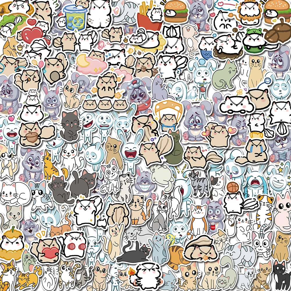 

10/50/147PCS Cartoon Animals Cat Kawaii Stickers Cute Vintage For DIY Kids Notebook Luggage Motorcycle Laptop Refrigerator Decal