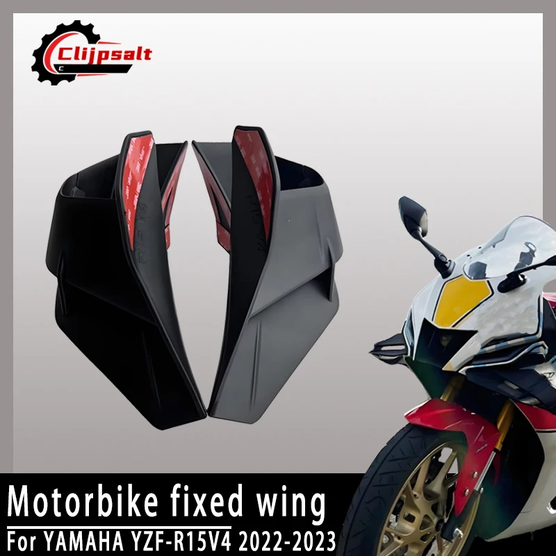 Motorcycle Wing Aerodynamic Fairing Black For YAMAHA R15 YZF R15 YZFr15 V4 2022 2023 1pair Fixed Wind Wing