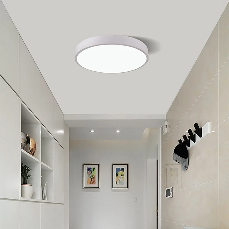 Luz de techo LED moderna para sala de estar, dormitorio, estudio, balcón, lámpara de pasillo, accesorio de iluminación de decoración interior cuadrado redondo