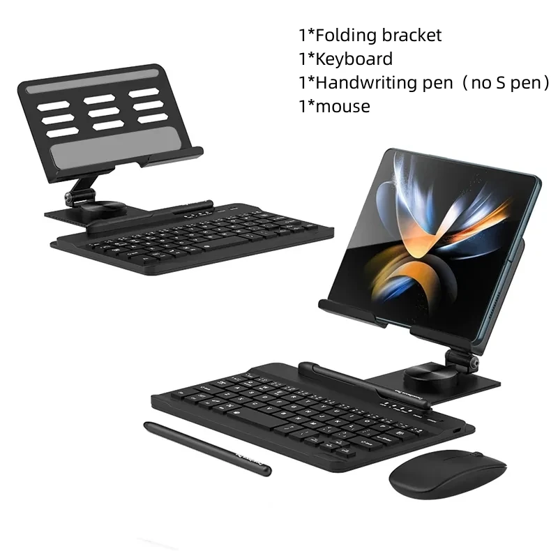 For Samsung Galaxy Z Fold 4/Fold 3 Wireless Bluetooth-compatible Keyboard Mouse Writing Pen Rotating Keyboard Stand