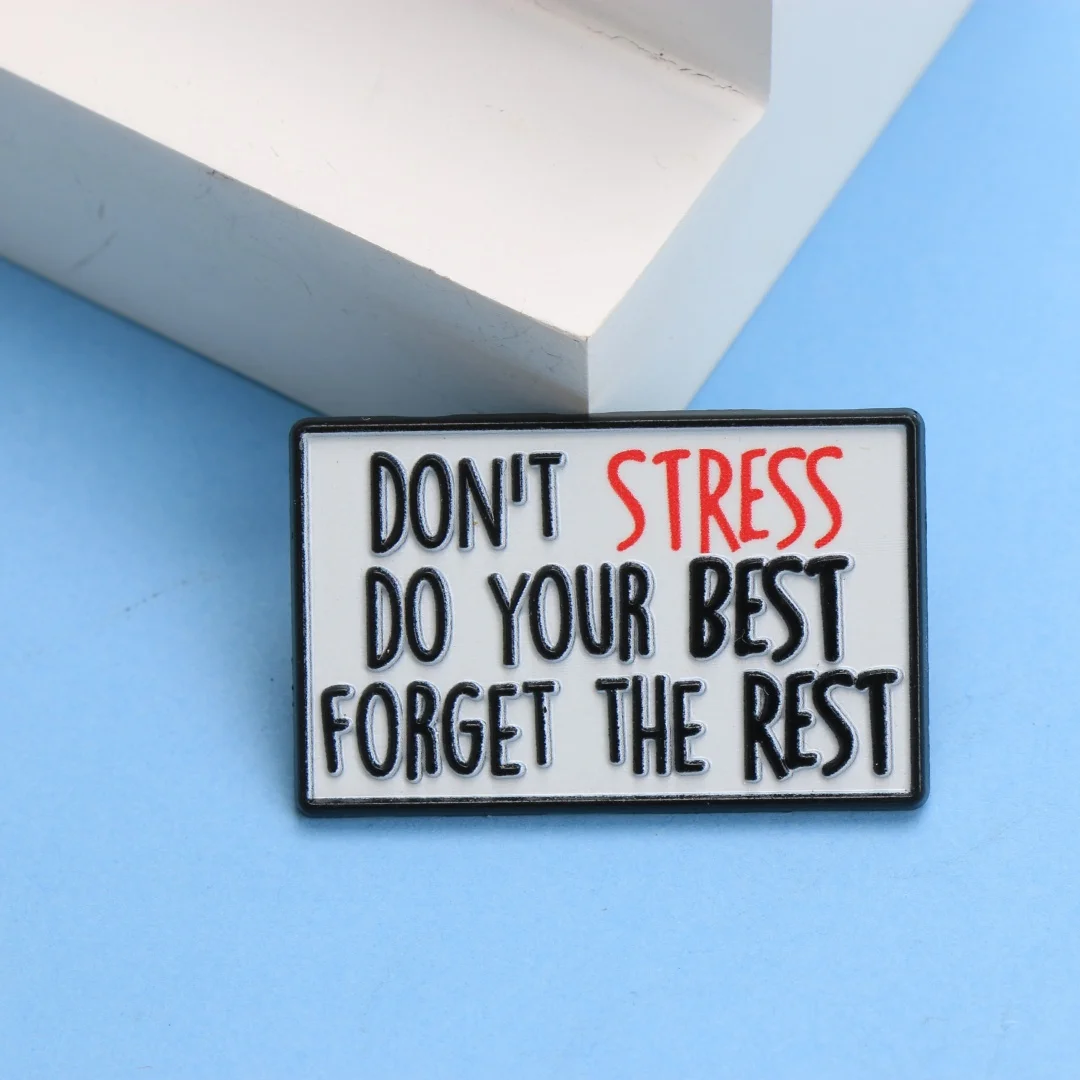 

Don't Stress Do Your Best Enamel Pin - Cartoon Punk Slogan Lapel Badge for Backpack Clothing DIY Gift