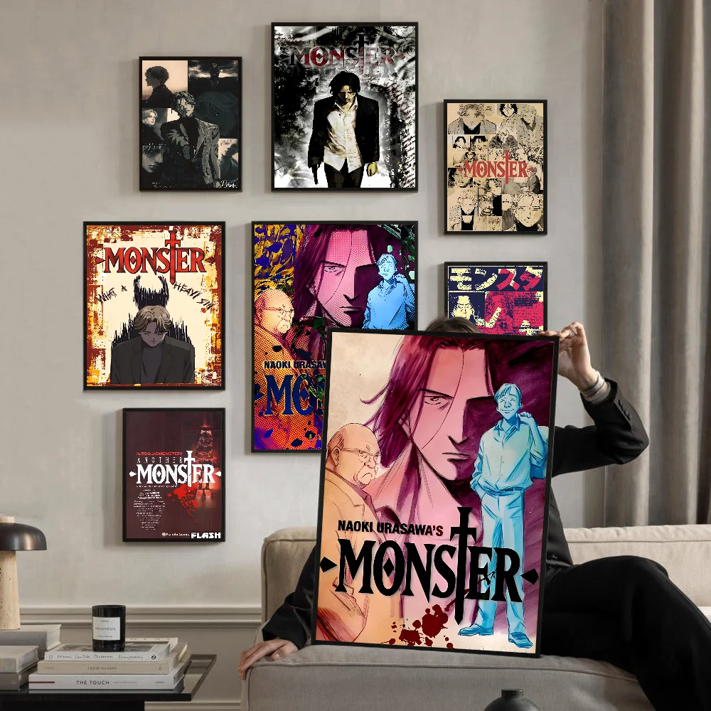 N-Naoki Urasawa S Monster Anime Classic Vintage Posters Decoracion Painting Wall Art White Kraft Paper Kawaii Room Decor