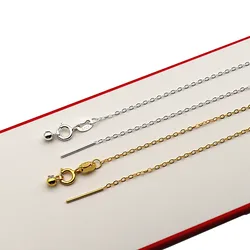 1mm Solid 925 Sterling Silver Oval Cable Adjustable Necklace for Women Basic Chain for Pendents DIY Jewelry 1 Piece