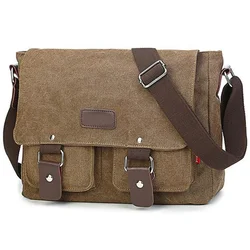 ชายผ้าใบ Vintage กระเป๋า Casual Crossbody กระเป๋าผู้ชาย Messenger กระเป๋าชายไหล่กระเป๋า Bolsa Masculina