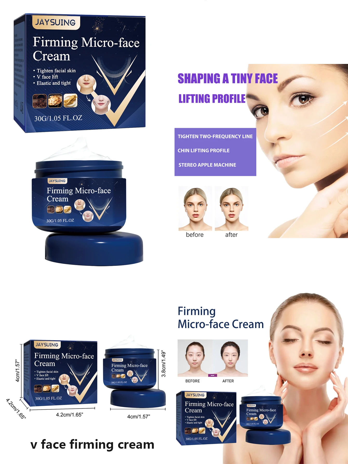 شد الوجه ثبات كريم التخسيس شكل V إزالة التخسيس العضلات مدلك الذقن المزدوجة مكافحة الشيخوخة منتجات حرق الدهون الوجه 30 جرام Sk-2790 #2