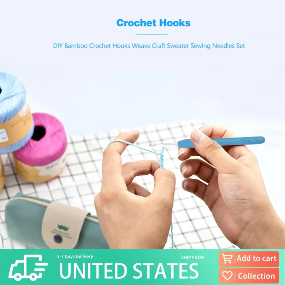 

Ergonomic Rubber Crochet Hook Soft-Touch Handle Knitting Weaving Yarn Needle Set