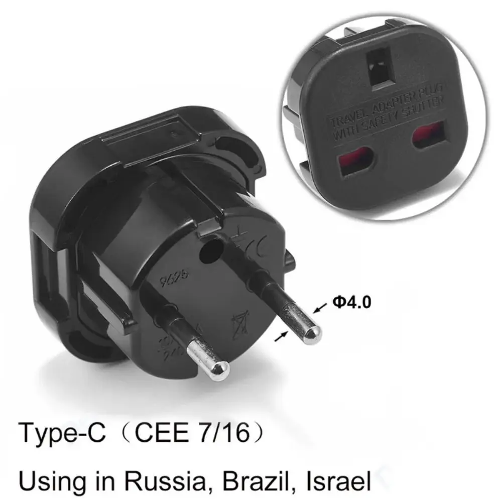 Durable Plug UK to EU Converter Power Charger Wall Travel Adapter Europe European 3 TO 2 PIN Outlet Connector