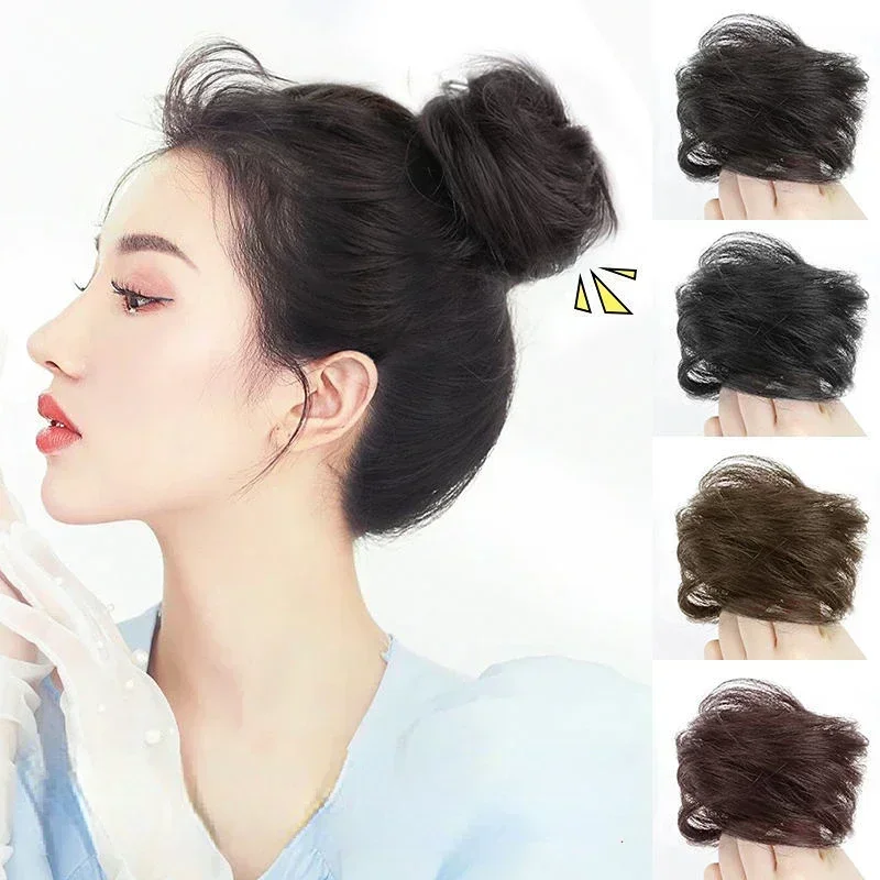 Korean Women Fluffy Bun Invisible Seamless Natural Bun Braiding Hair Ring Ponytail Decoration Women Girls Hair Tie Hair Braids