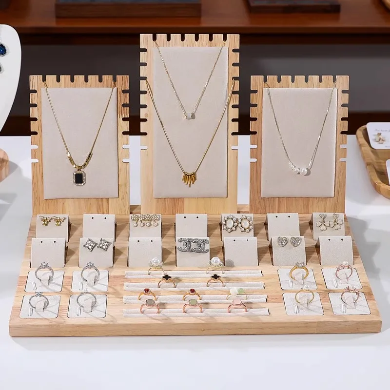 

Jewelry Display Tray Necklace Pendant Bracelet Chain Holder Ring Earrings Stud Organizer Jewelry Display Props Entire Set