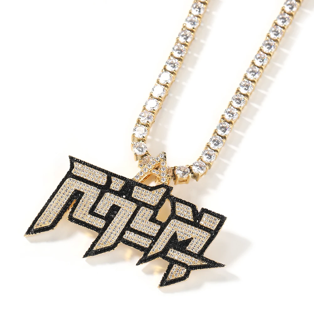 Uwin RHLM Two Colors Pendant  Necklace Hip Hop Jewelry Iced Out Fashion Charm Gifts