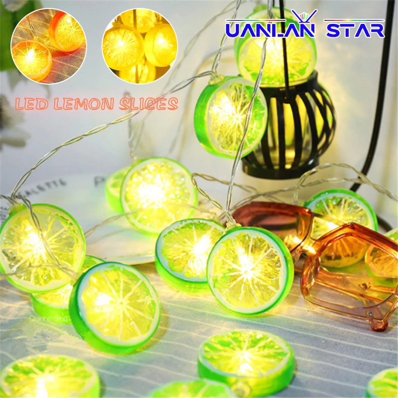 

2/3M Lemon Garland Orange Slices String Yard Wedding Home Party Bedroom Decoration Battery Lamps Holiday Birthday Lighting