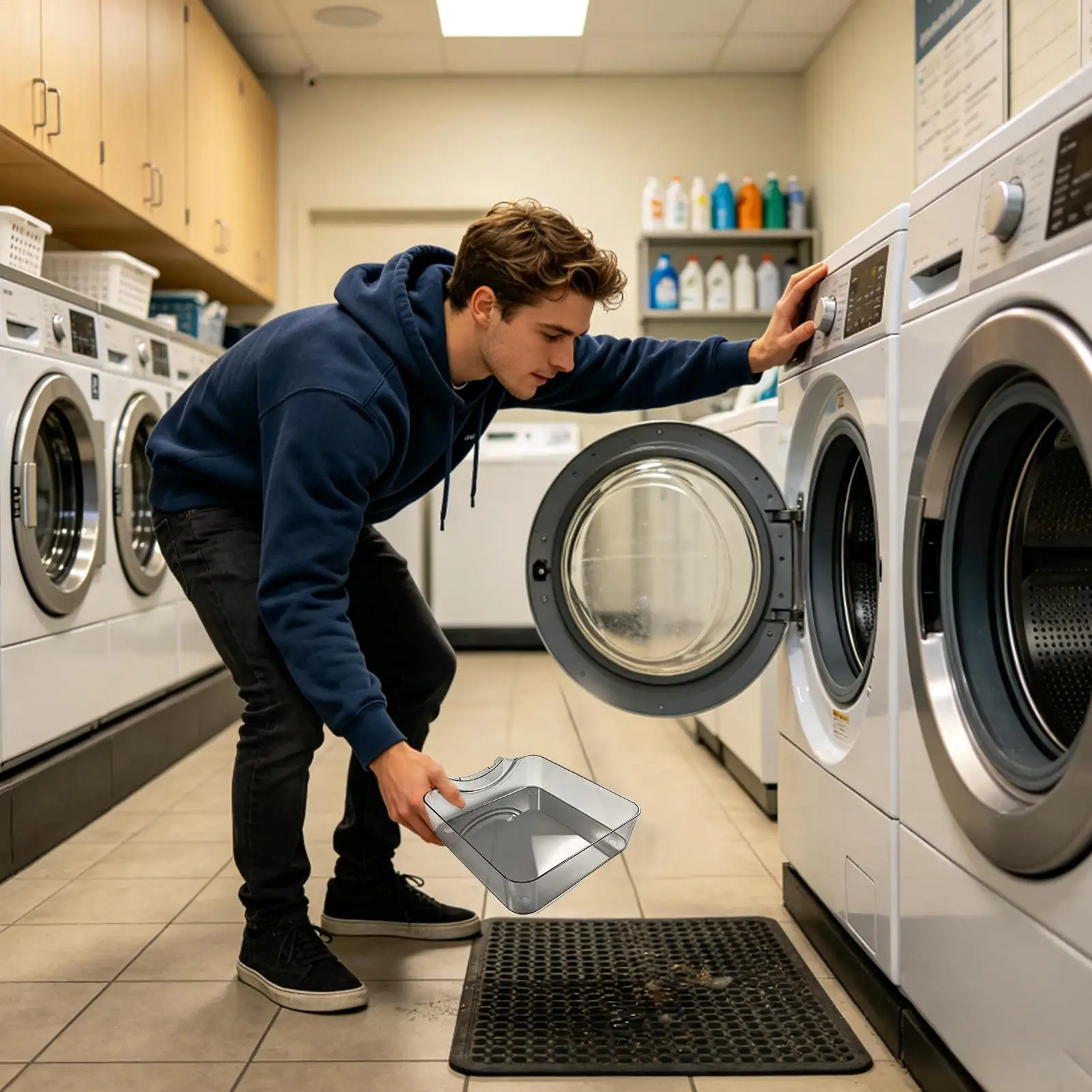 Washing Machine Drain Water Collection Tray Anti-overflow Lint Filter Debris Catcher Laundry Room Drip Tray view 4