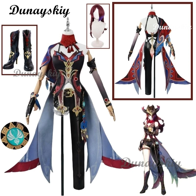 Chasca-Juego de Cosplay Genshin Impact, disfraz de rol, peluca para mujer, uniforme de Chasca Lore, conjunto de sombrero, traje de fiesta de Halloween para mujer