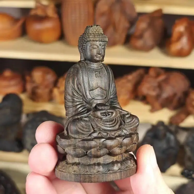 Wooden Lotus Sitting Statue Unique Hand Carved Zen Craft Ornament 1Pcs Natural Wood Desktop Decor for Yoga Practitioner Gifts