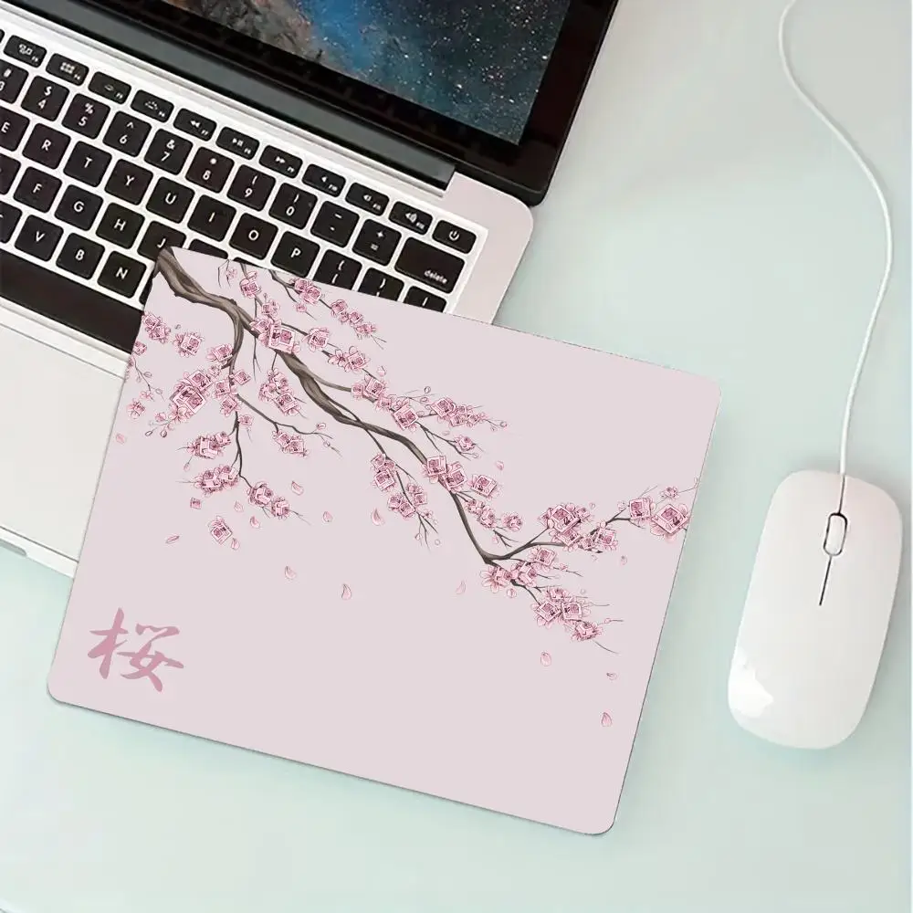 

Маленький коврик для мыши в японском стиле с цветком вишни, настольный коврик, игровые коврики, нескользящие аксессуары для ПК с прошитыми краями, офисный коврик для мыши