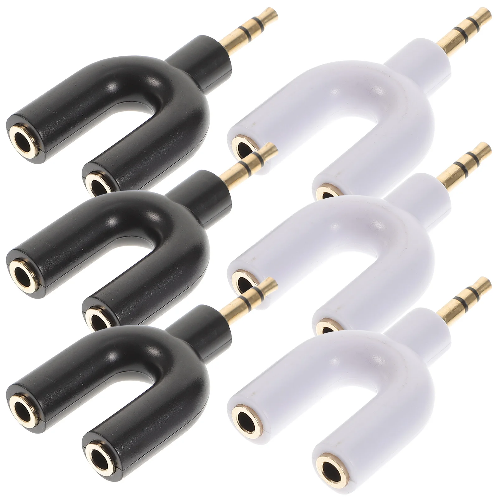 

6Pcs 3.5mm U Shape Headphone Adapter 1 to Splitter Stereo Jack for Laptops Tablets Compact Durable Practical
