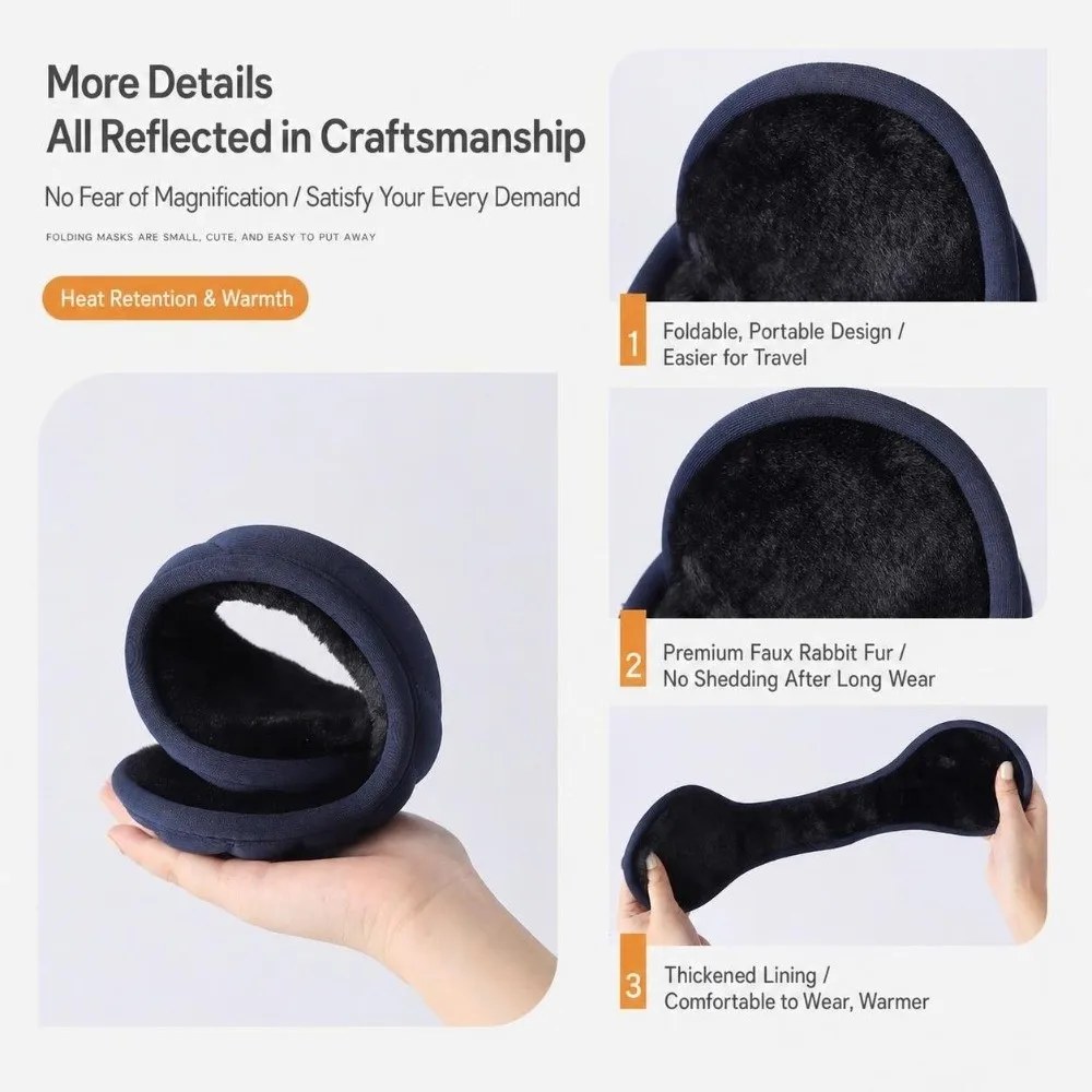 Universal Thick Lined Winter Earmuffs Lightweight Fold Collapsible Foldable Ear Warmers Soft Windproof Ear Covers Outdoor Use
