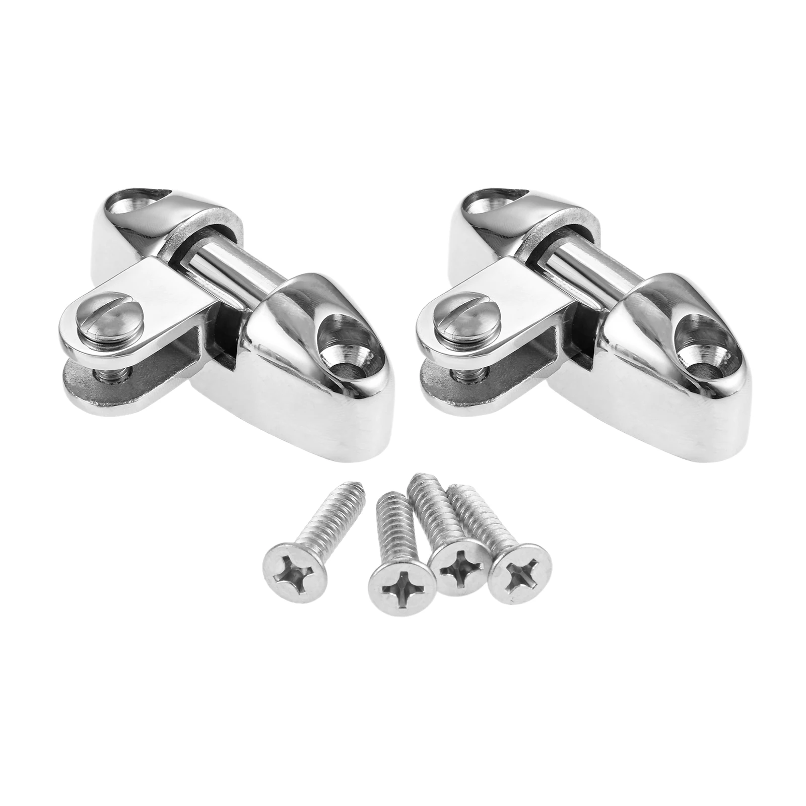 2pcs Stainless Steel Marine Grade 180 Degree Adjustable Bimini Top Hardware Swivel Side Mount Quick Release Hinge with Screws
