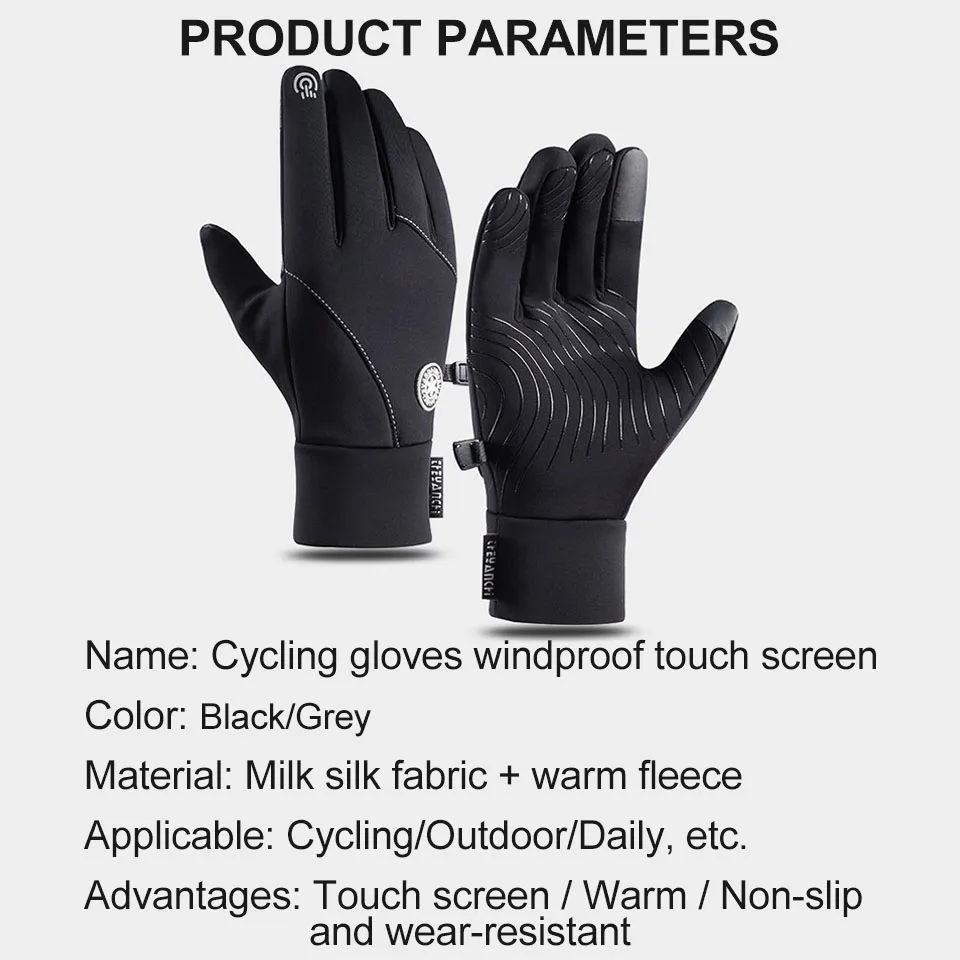 Cycling Gloves Outdoor Anti-slip Athletic Touchscreen Abrasion Resistant Padded Warm Fitness Cycling Hiking Mountaineering  Men