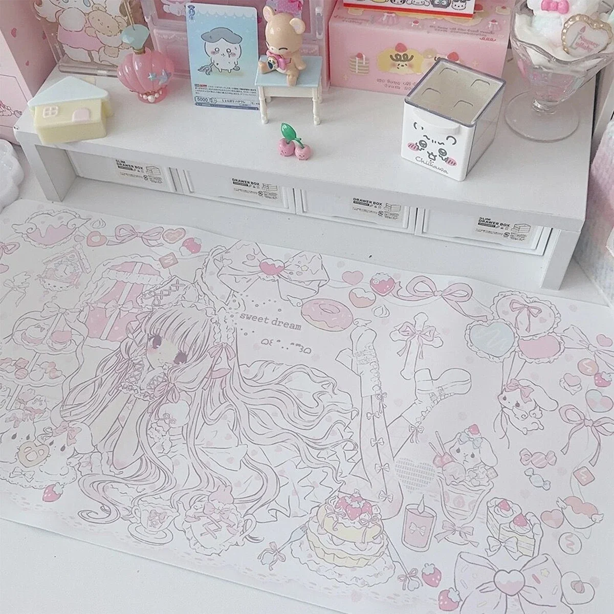 كمبيوتر محمول كبير ماوس لطيف Kawaii أنيمي فتاة هدية مكتب حصيرة غرفة نوم طالب تحديد الموقع لوحة مفاتيح الكمبيوتر المضادة للانزلاق الوردي ماوس الوسادة