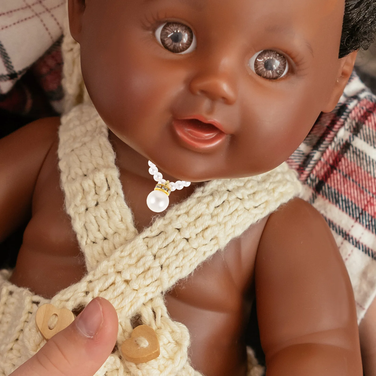 10 個のミニチュアフェイクパールネックレス、小さな黄色いアヒルの装飾用 DIY チャームセット、軽量ジュエリー、ごっこ遊び用