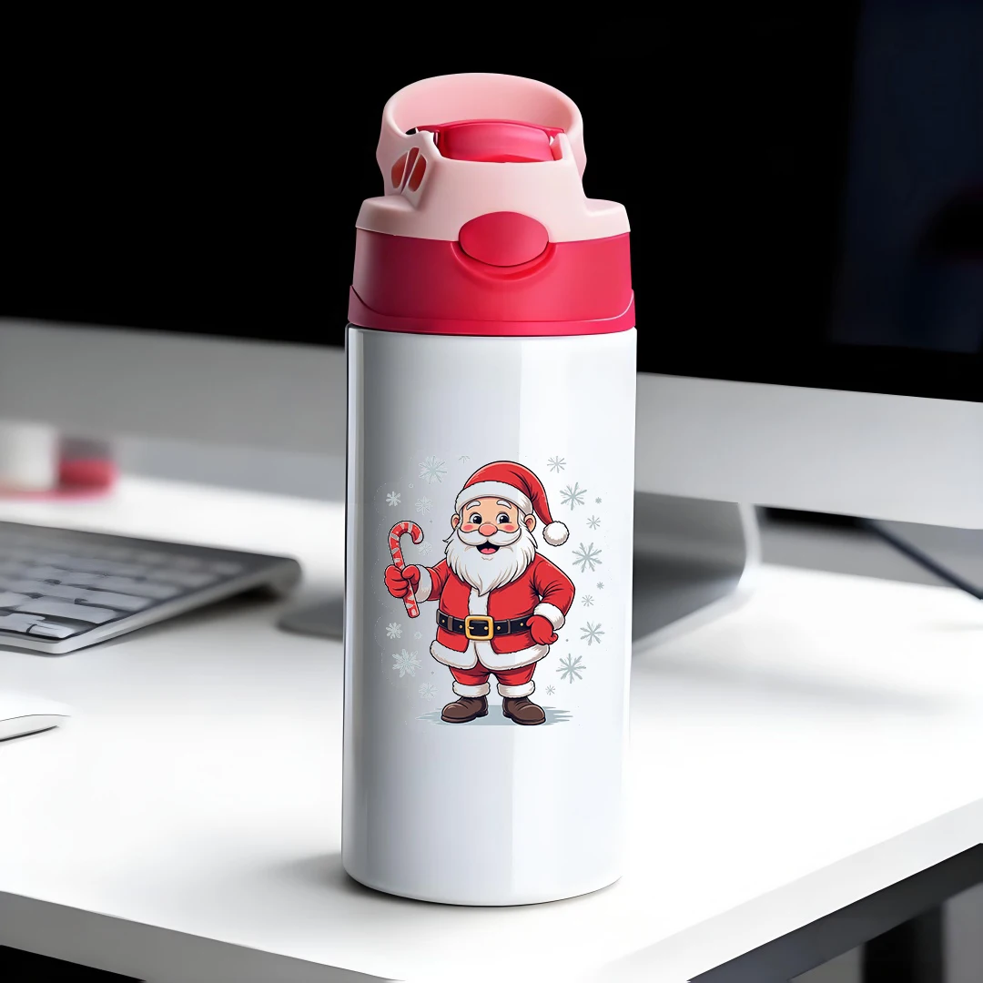 

304 Stainless Steel Insulated Cup Cartoon Santa Claus Design Childrens Straw Cup Leakproof Portable Water Bottle Christma