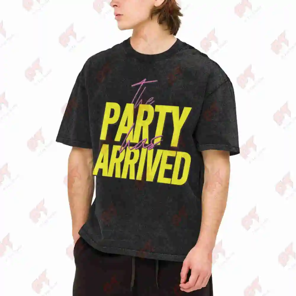 Malle Party's Starting Cheers Vintage Washed Tee Pure Cotton T-Shirt