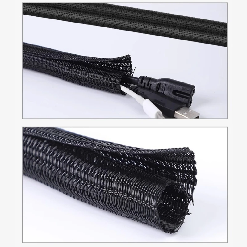 

Durability Braided Cord Protectors For Desk Wire Pet Safe Split Sleeving