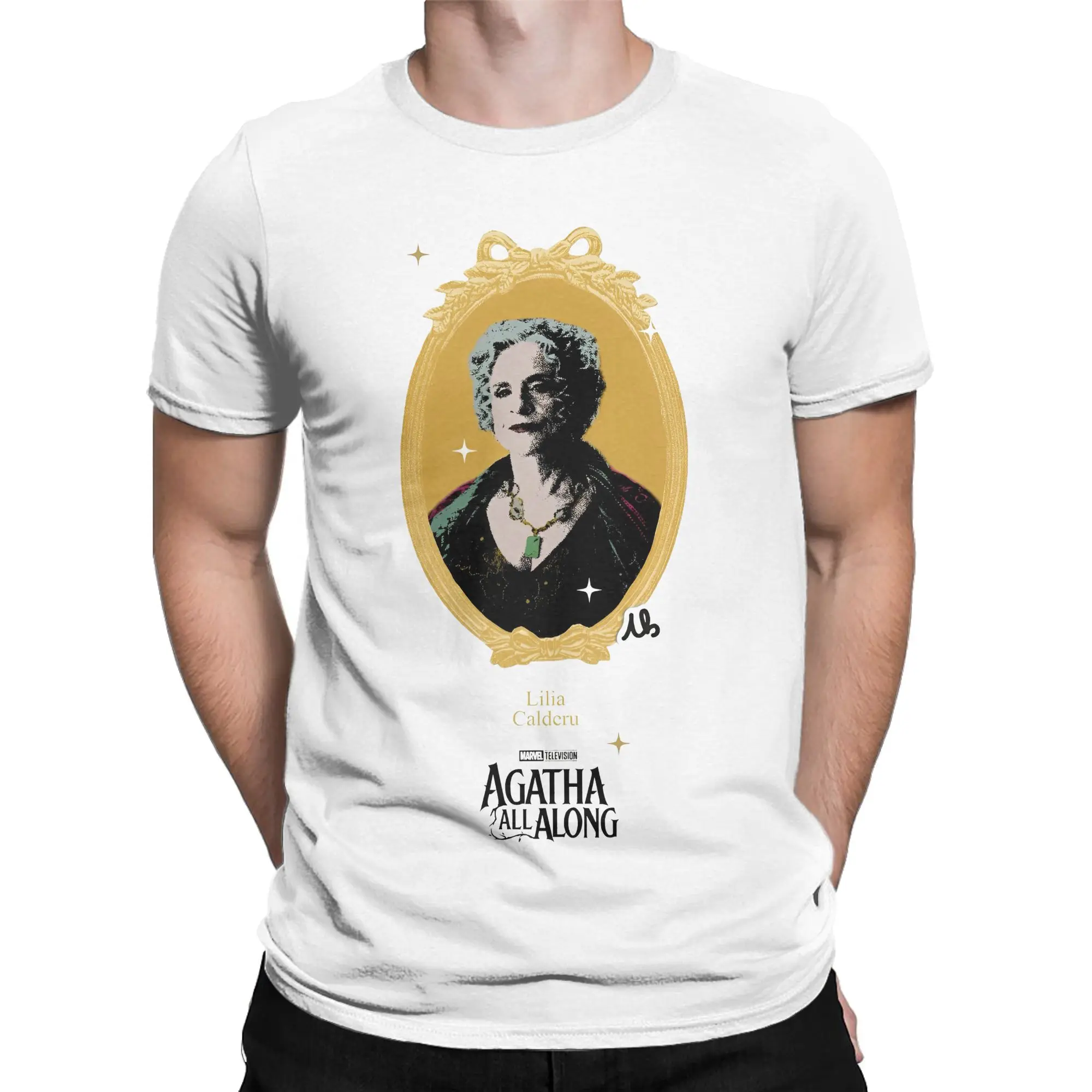 Agatha All Along Lilia Calderu T Shirts Men 100% Cotton Casual T-Shirt O Neck Movie Harkness Tee Shirt Short Sleeve Tops Party