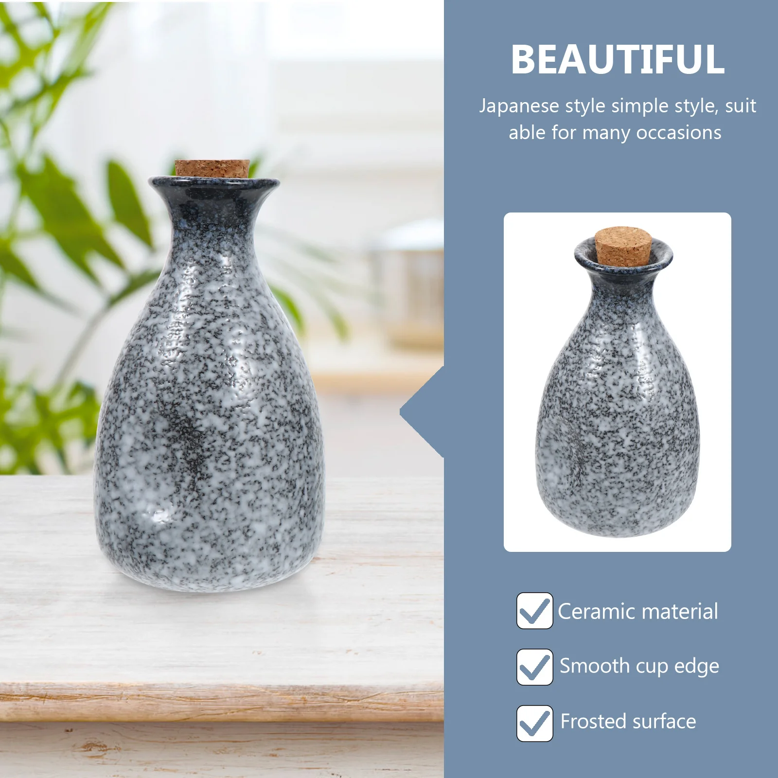 

1Set Japanese Style Sake Pot and Cups Frosted Texture Delicate Design Low Water Absorption Suitable Tea Party Home Restaurant