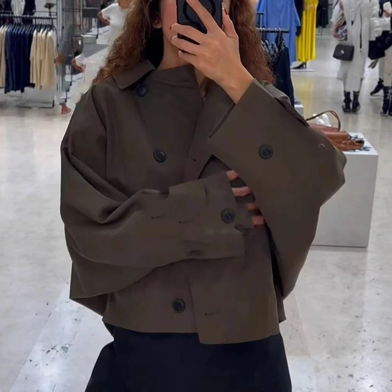 Fashion Hooded Loose Long Sleeve Short Women's Windbreaker Coat