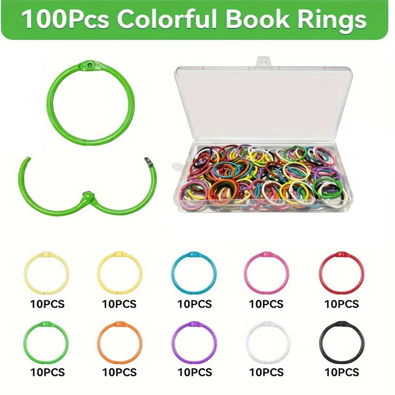 CS-Key Rings Binder Rings For Index Cards Notebook, Keychain Key Rings Binder Rings For Office School Home, Loose Leaf Binder Ri