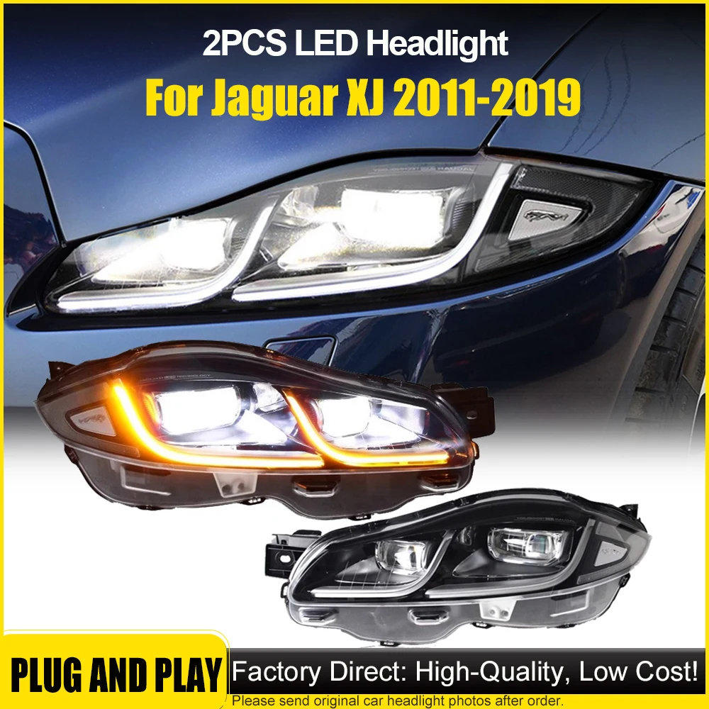 

Автомобильные фары для Jaguar XJ XJL, светодиодные фары 2011-2019 XJ XF XE, фары Drl, линзы проектора с динамическим сигналом, автомобильные аксессуары