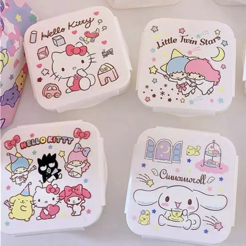 

Sanrio Hello Kitty My Melody Cinnamoroll Picnic Box Household Snack Sealed Preservation Box Lunch Box Portable Anime Kawaii Box