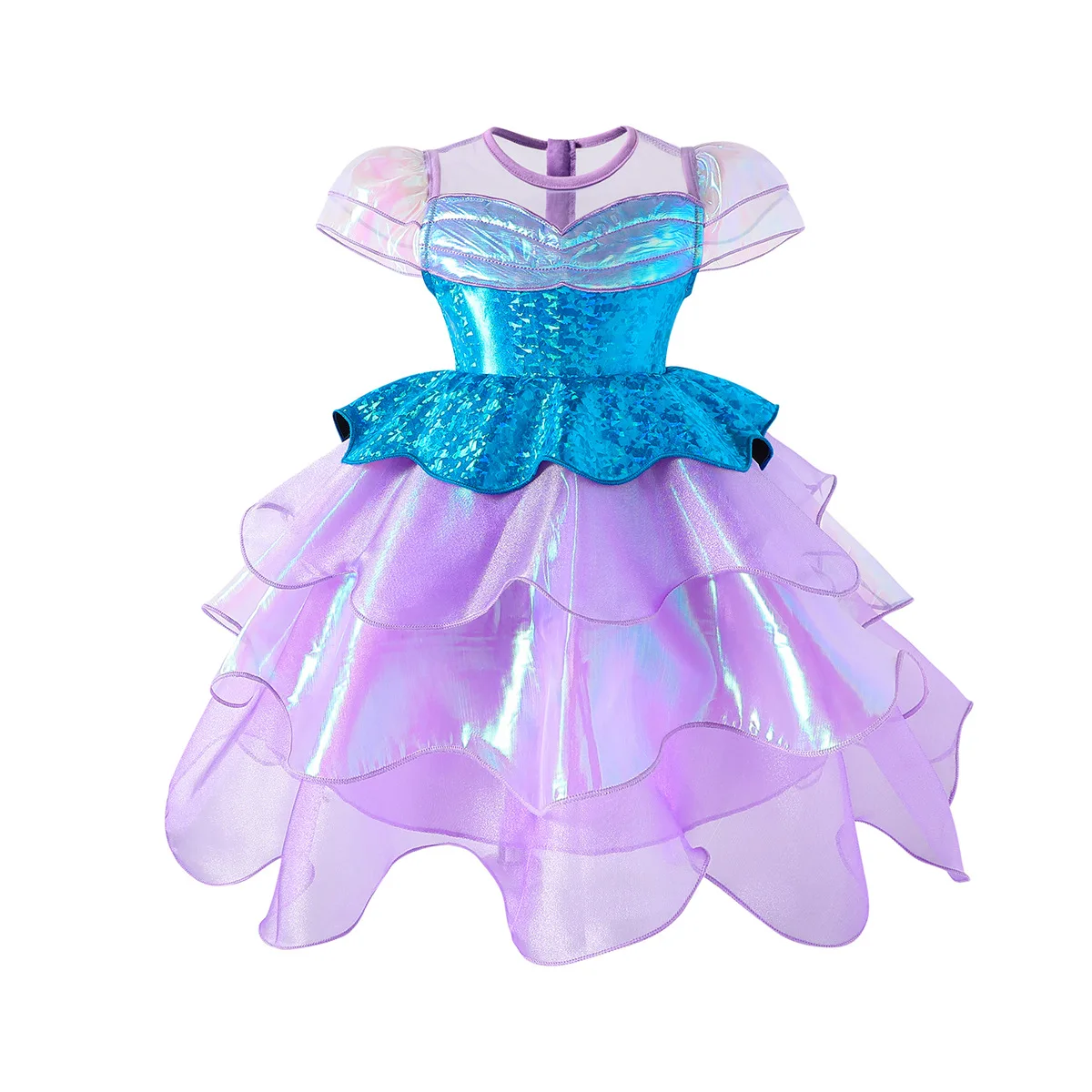 Ariel Princess Fancy Dress Girls Patchwork Color Irregular Skirt Gown Children Stage Performance Clothes Party Casual Clothes
