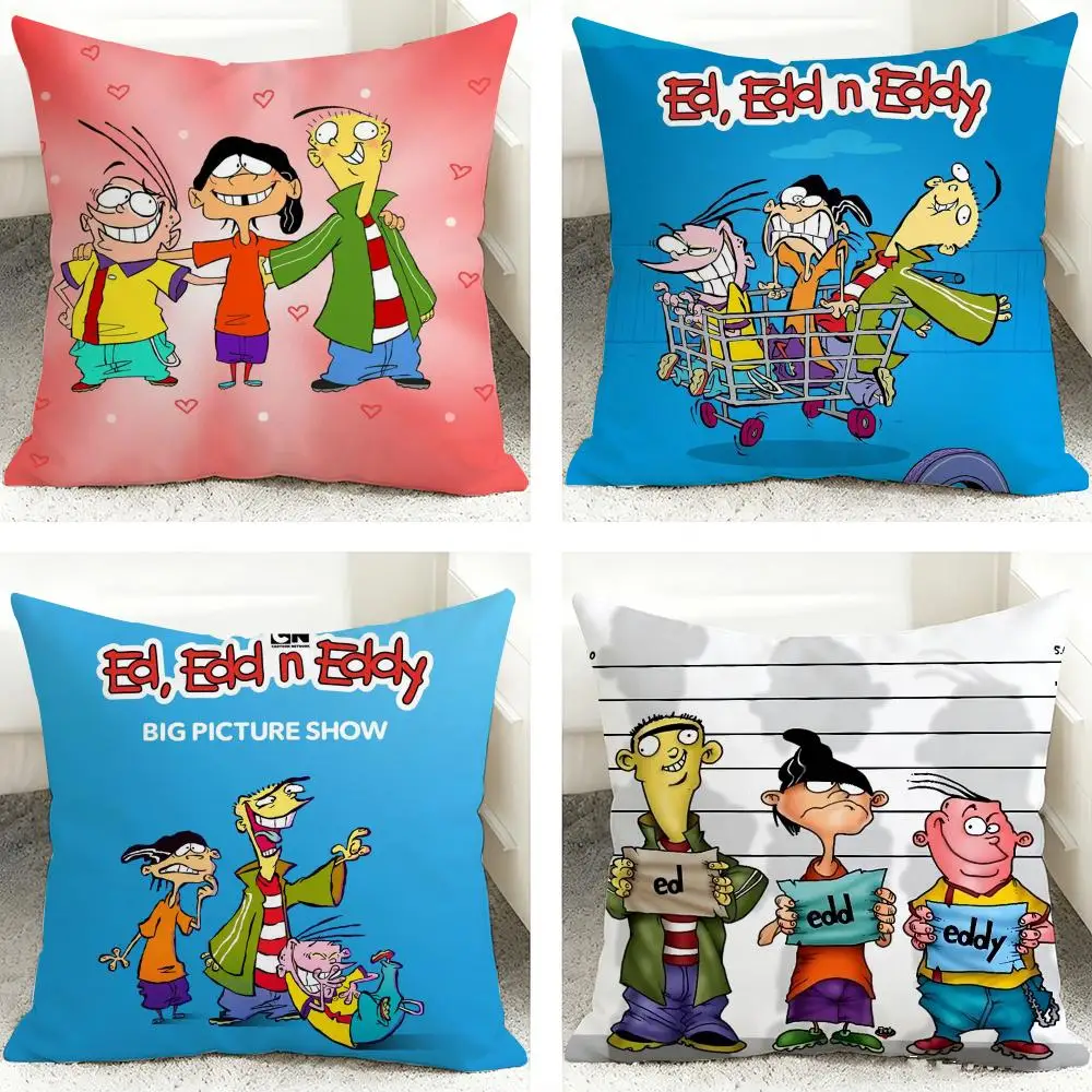 E-Ed Edd N Eddy Cartoon Cushion Cover 40x40cm Square Decorative Sofa Cushion Cover Bedroom Living Room Home Decor Gift