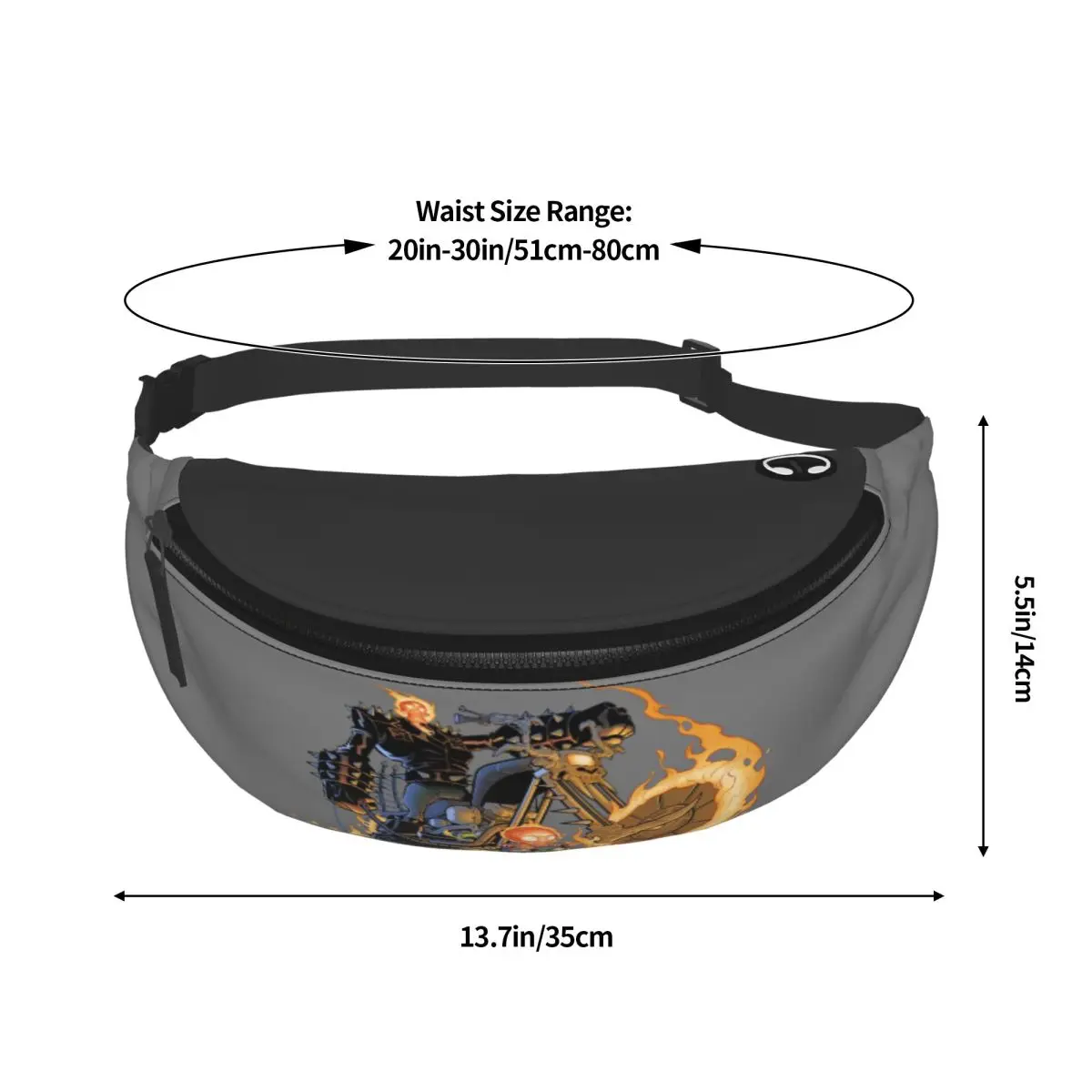 男性と女性のためのカスタムゴーストライダーファニーパック,クロスボディウエストバッグ,クール,面白い,漫画,旅行,電話ポーチ