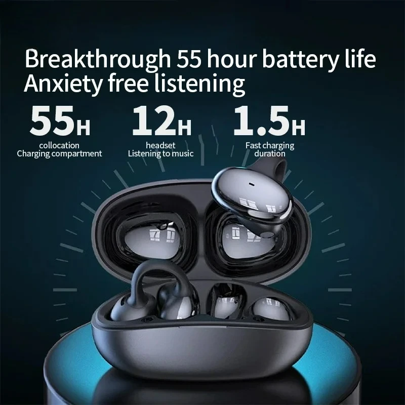 

Ear Clip Headset ENC Open Ear Wireless Bluetooth 5.3 Headphone Noise Cancelling Earphone With Mic for Android iOS 2025 Brand-New