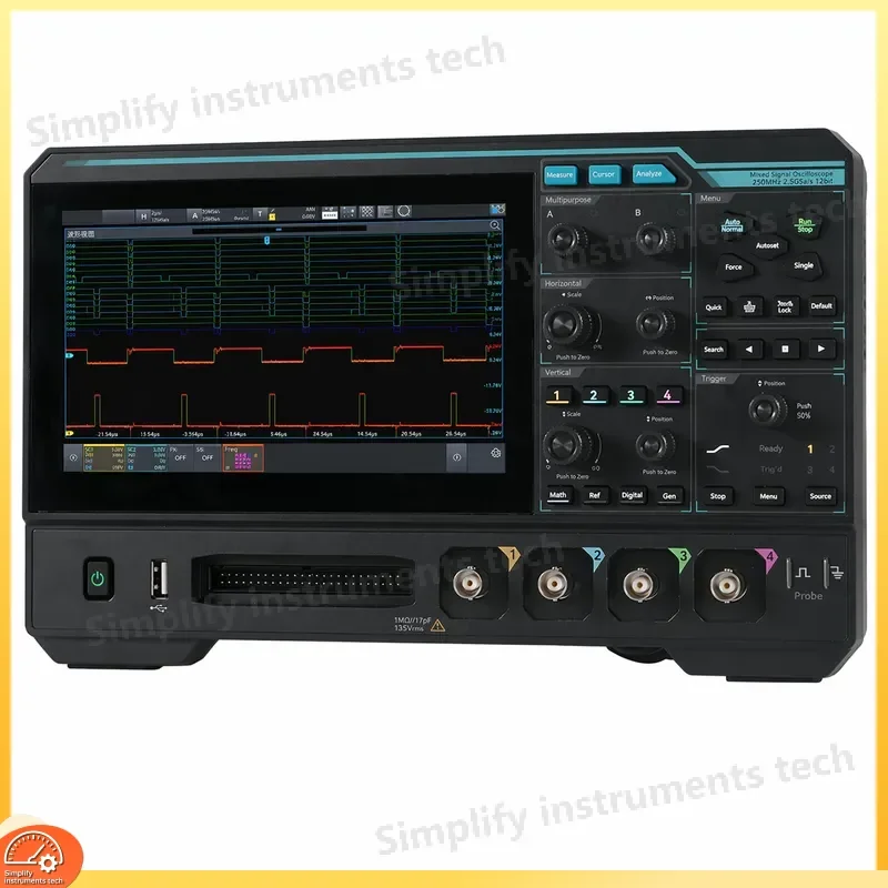 Digital Oscilloscope 4 Channel 250MHz 12Bit High Resolution MSO1254HD S with USB Interface Logic Analyzer Spectrum Analyzer