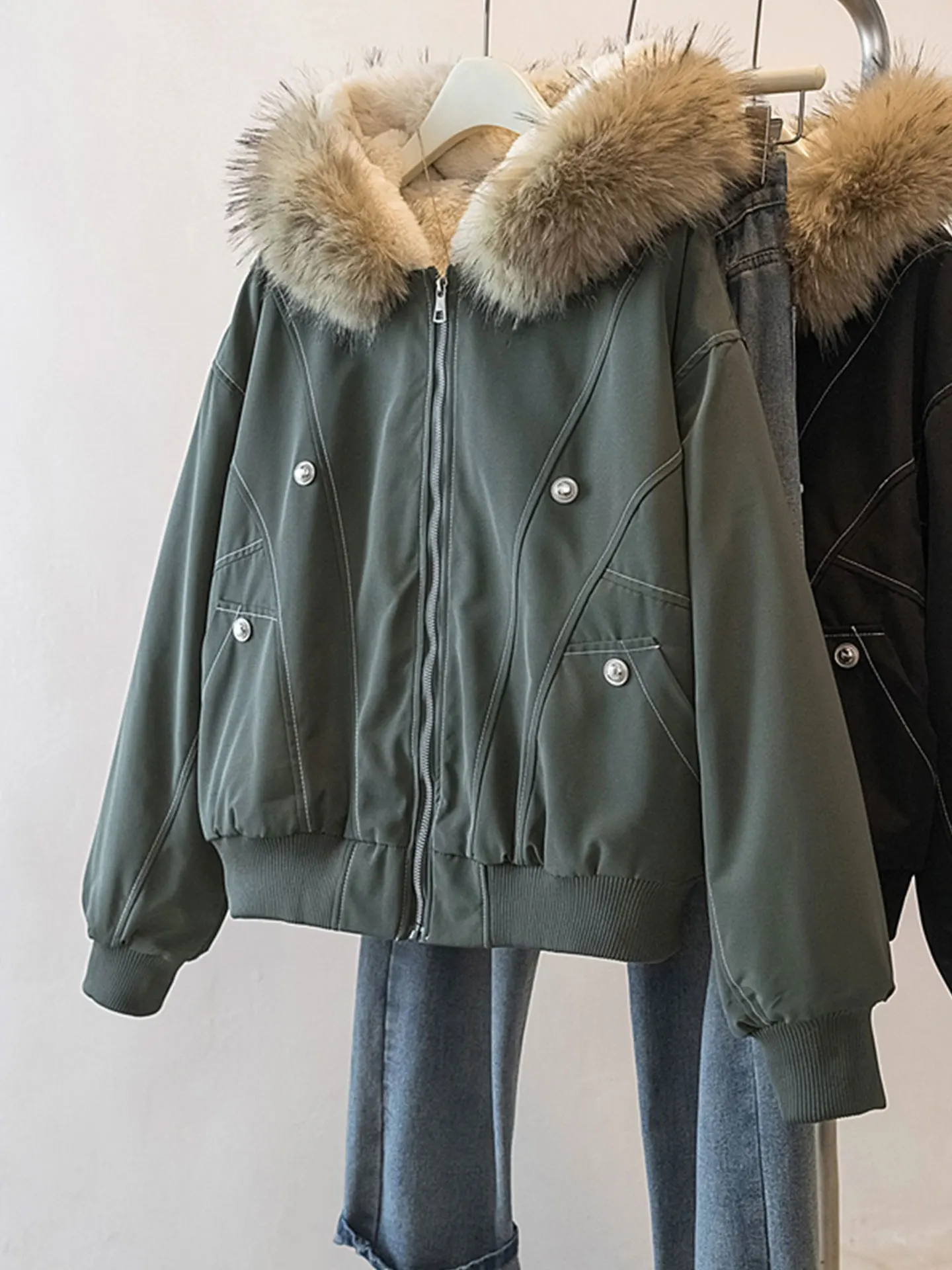 

Женская утепленная зимняя куртка с меховым воротником и капюшоном, рабочая одежда, хлопковая верхняя одежда, теплая и удобная, больших размеров