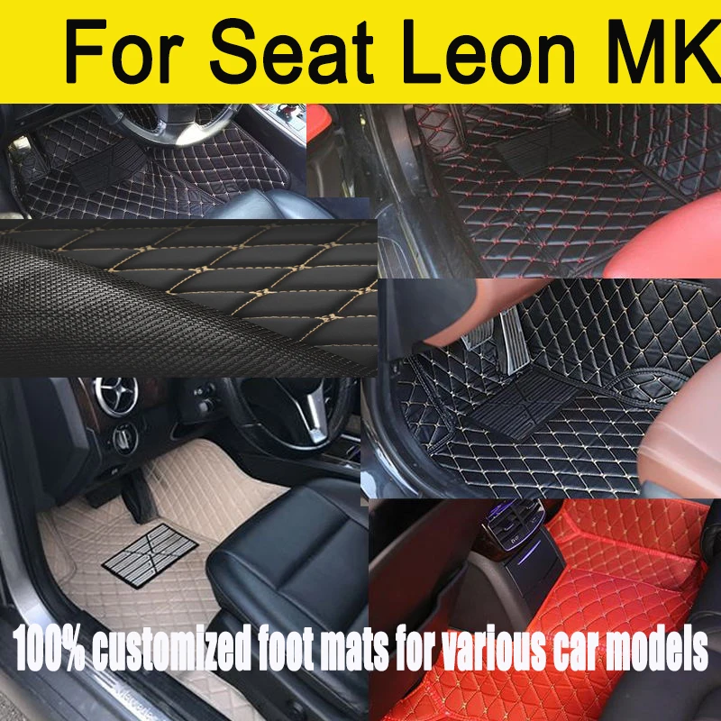 

Автомобильный коврик из искусственной кожи по индивидуальному заказу для Seat Leon MK2 2006, 2007, 2008, 2009, 2010, защитный аксессуар для салона вашего автомобиля