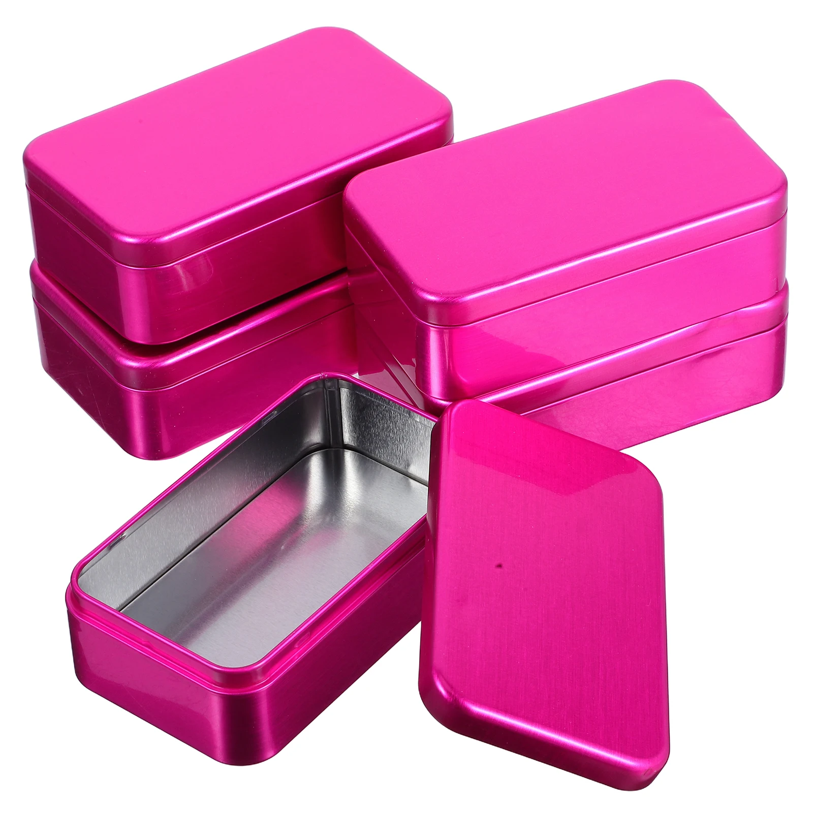 

5pcs Square Brushed Tin Boxes Smooth Surface Lid Ideal for Beads Coins Jewelry Pills Tea Storage Loose Tea Coffee